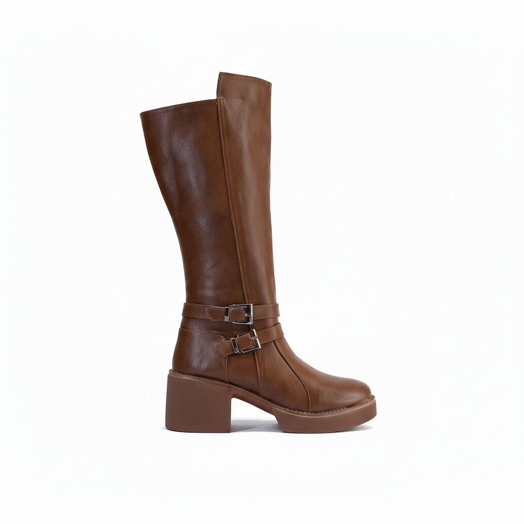 Long Boot Mid Heels Leather Elegant LB-40