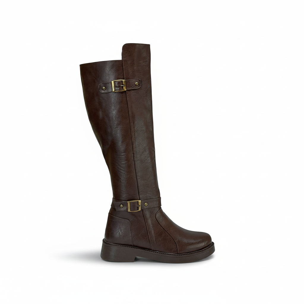 Long Boot Mid Heels Leather Stylish LB-41