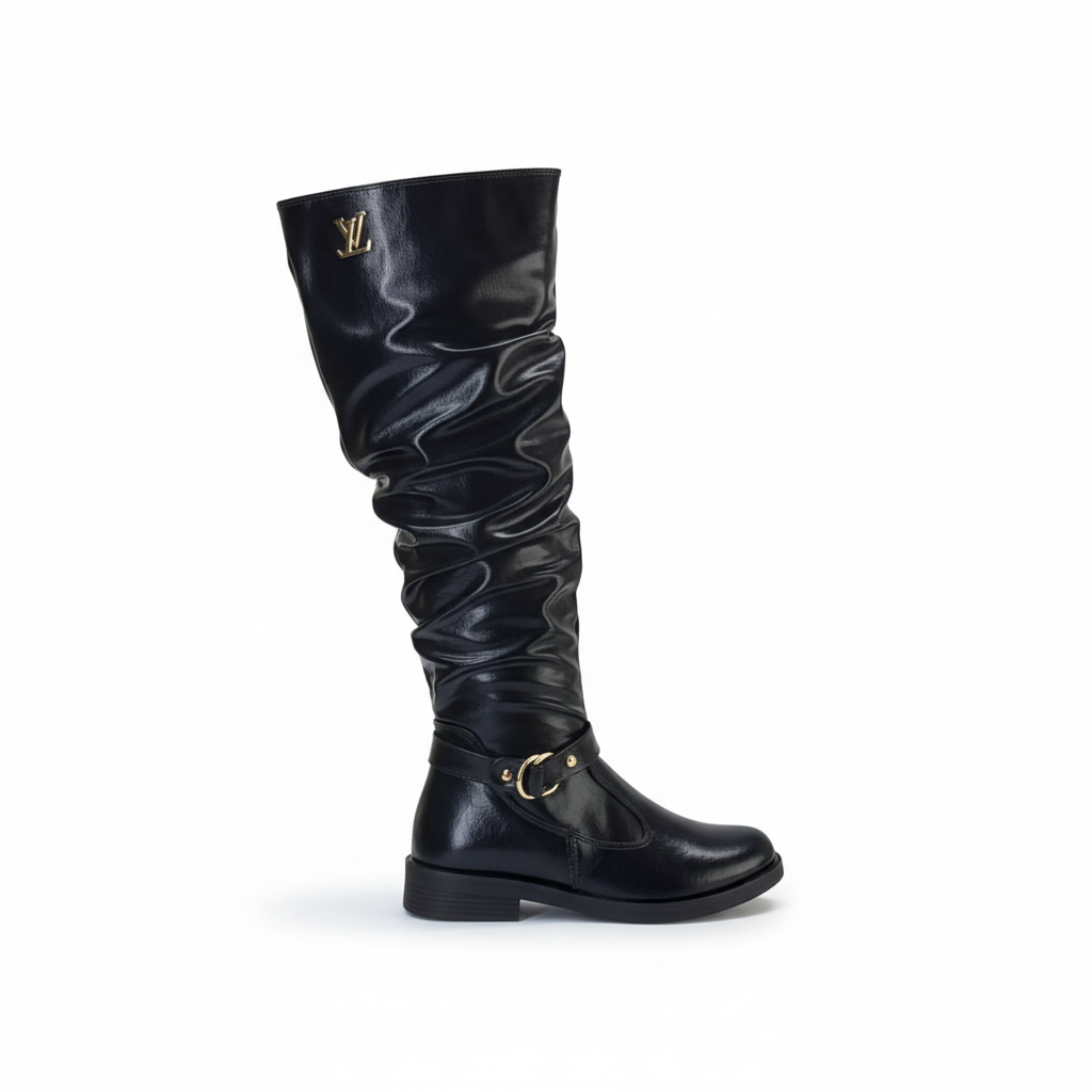 Long boot flat leather with accessories LB-43