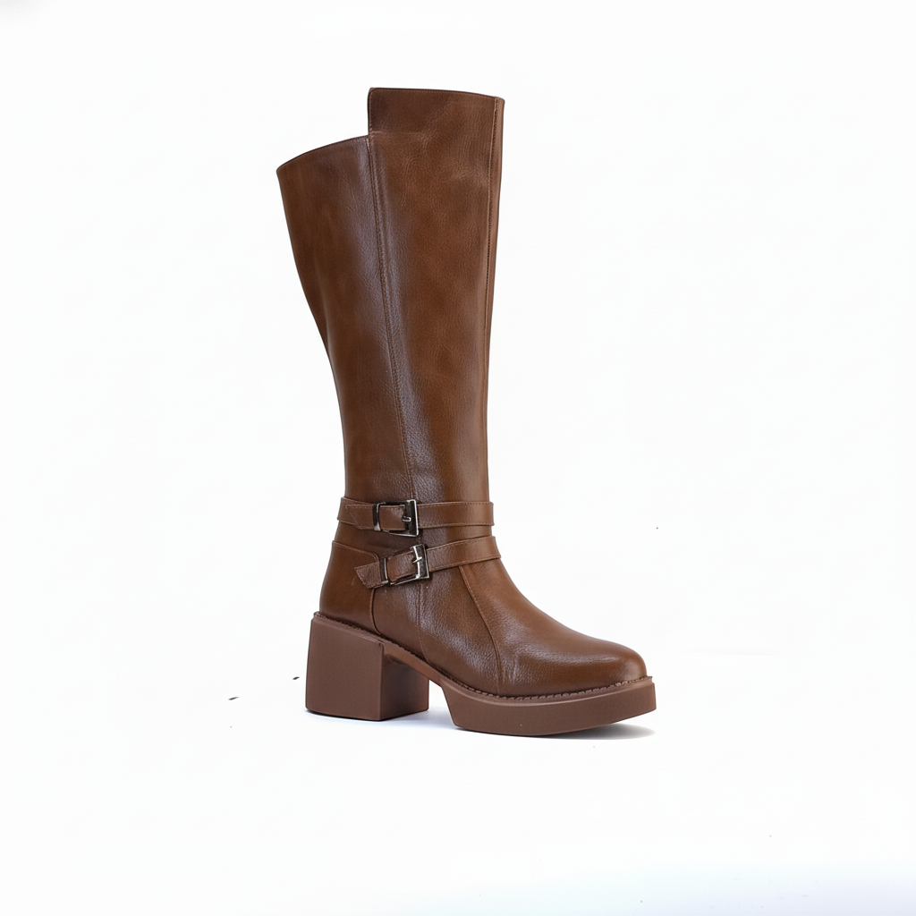 Long Boot Mid Heels Leather Elegant LB-40