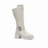 Long Boot Mid Heels Leather Elegant LB-40