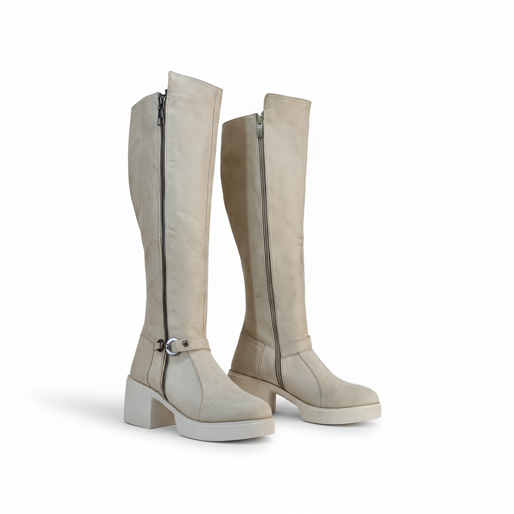 Long Boot Mid Heels Suede Elegant LB-42