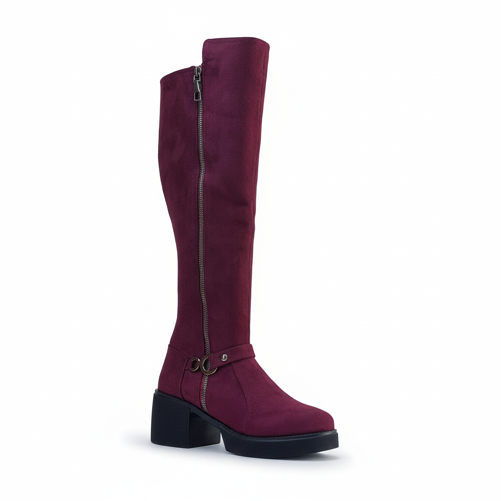 Long Boot Mid Heels Suede Elegant LB-42