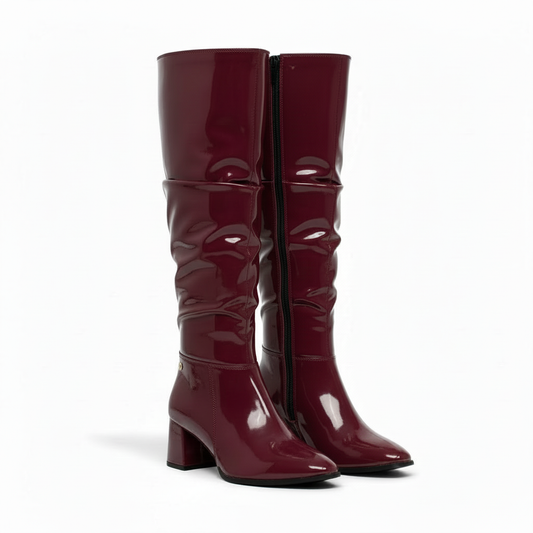 Long Boot Mid Heels Leather Glossy LB-48