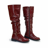 Long boot flat leather with accessories LB-43