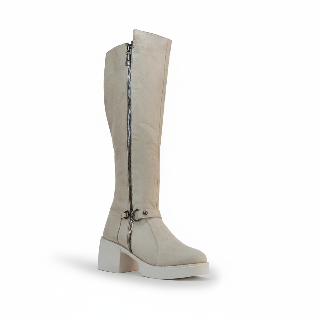Long Boot Mid Heels Suede Elegant LB-42