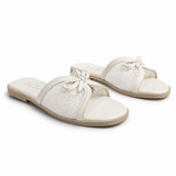 Slipper Flat Leather And  Dentelle With Bow SL-250