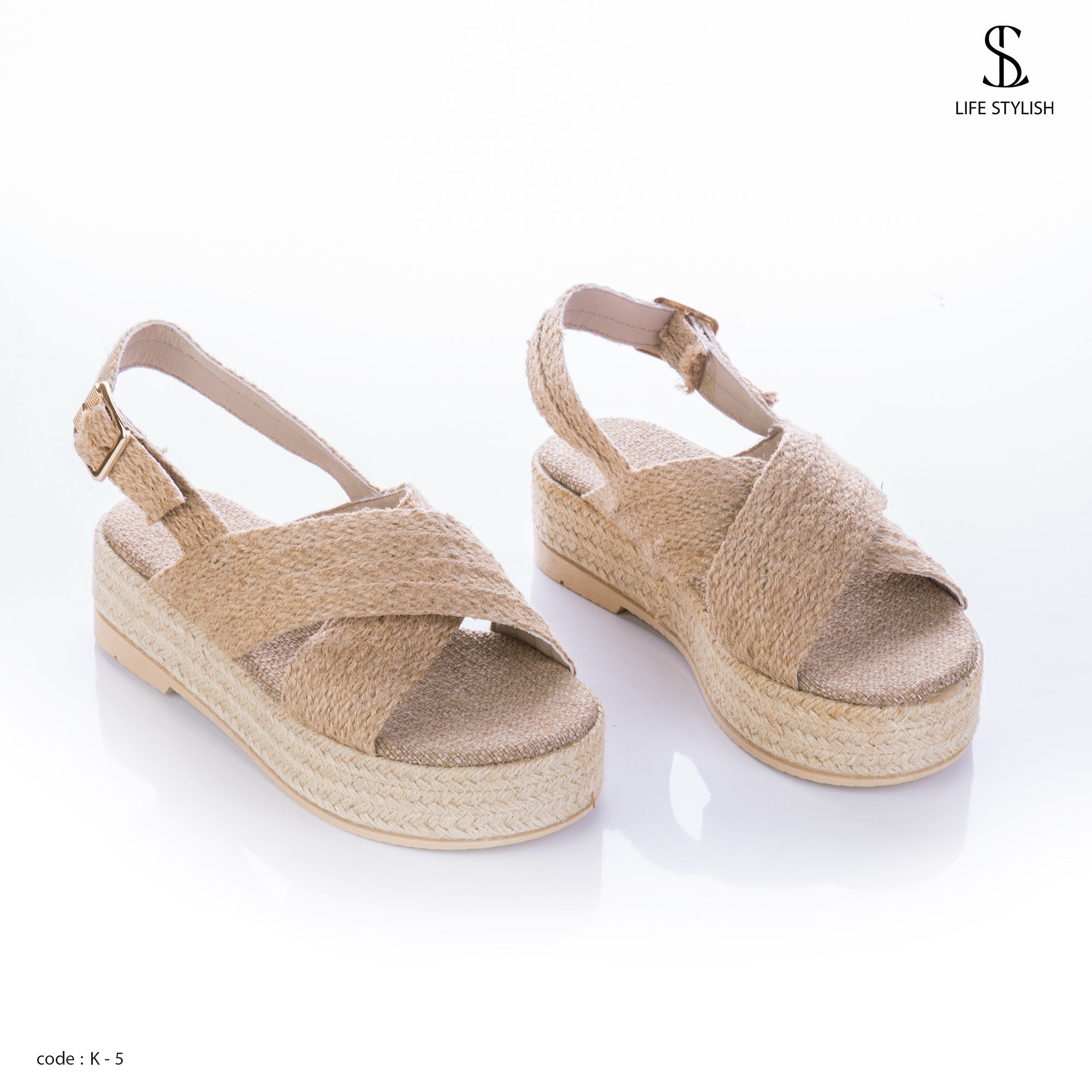 K-5 Elegant flat sandals made of burlap - Life Stylish sandal