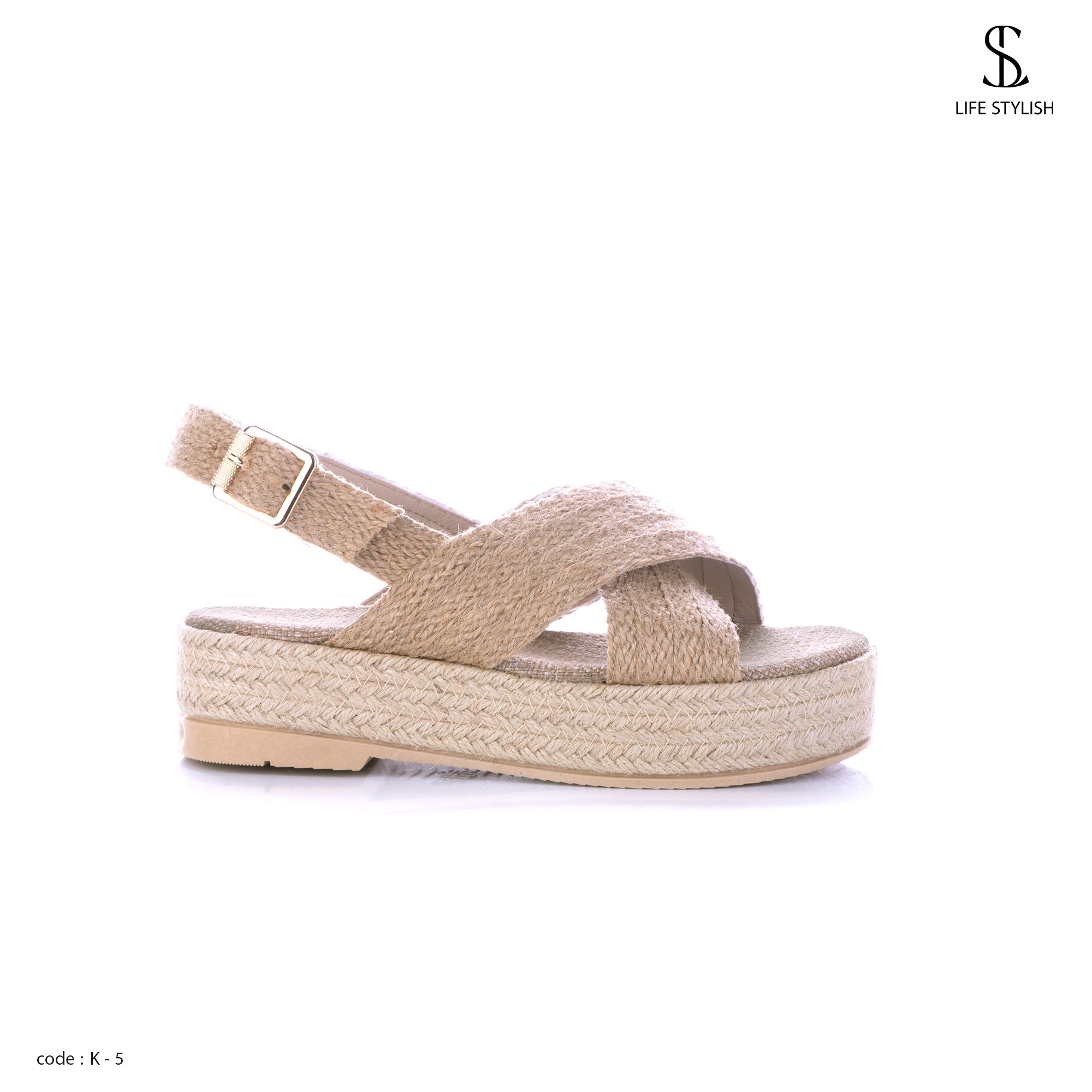 K-5 Elegant flat sandals made of burlap - Life Stylish sandal