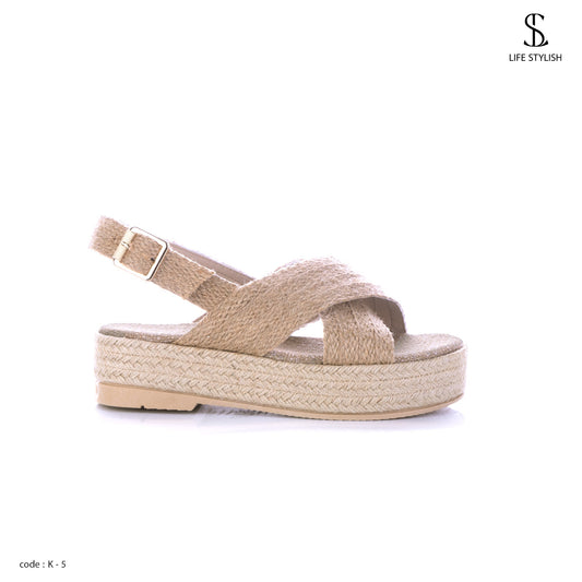 K-5 Elegant flat sandals made of burlap - Life Stylish sandal