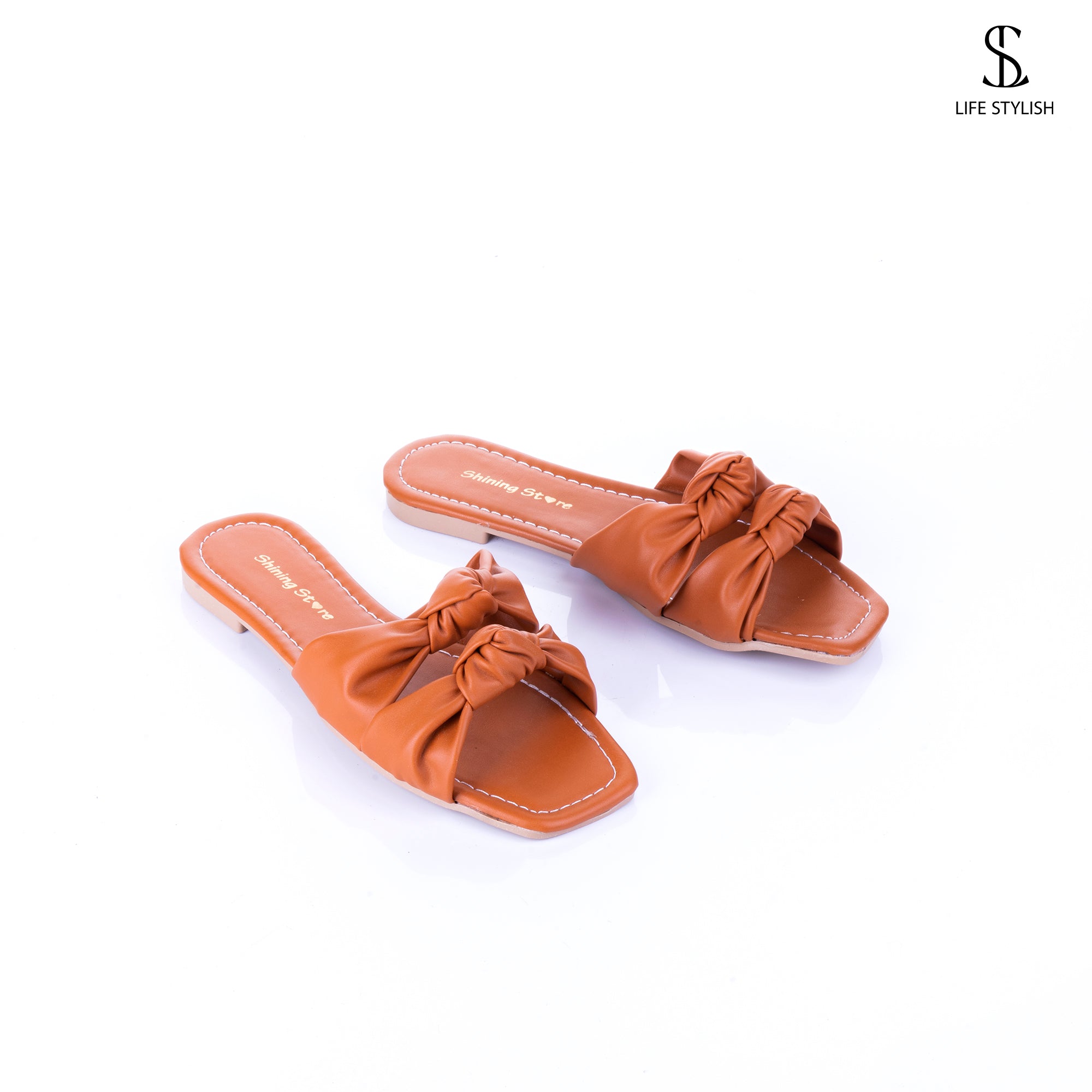 SL-108 Leather Slipper With Two Bond - Life Stylish Slipper